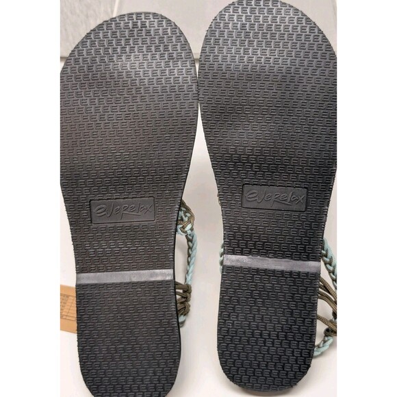 NEW EVERELAX BROWN TEAL BRAID STRAPPY FLAT SANDALS WOMENS SZ 11 - Picture 7 of 7